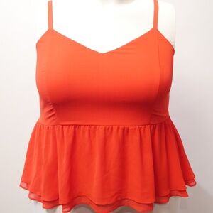 Torrid Plus 2X Chiffon Crop Peplum Top Cherry Red NWOT